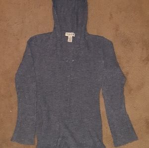 Pull over, 3/4 snap up, hooded sweater